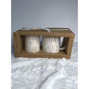 Rae Dunn Coin Bank "WISH FUND" & "STAR GAZER" Coffee Mug Set Ivory - New In Box